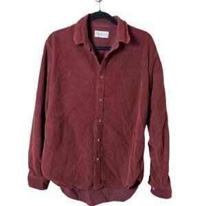 COASTAORO Men's Corduroy Button Down Shirt Size Large Brick Red Burgundy